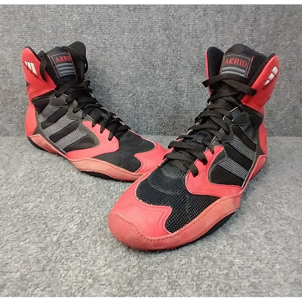 Vtg Adidas Akrid Wrestling Shoes Mens Size 13 Red Black High Top Sneakers 665359